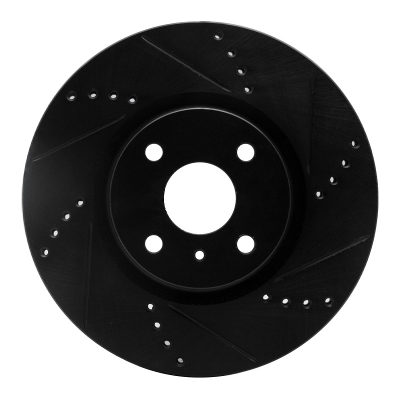 Fiat 124 Spider Brake Rotor (1) - Front Right - R1 Concepts - Drilled & Slotted - Black - `16-`25